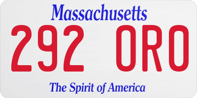 MA license plate 292OR0