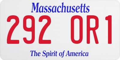 MA license plate 292OR1