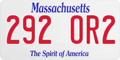 MA license plate 292OR2