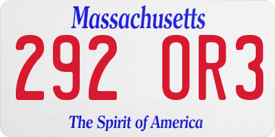 MA license plate 292OR3