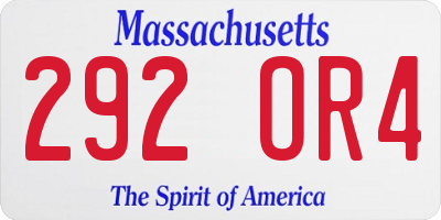 MA license plate 292OR4