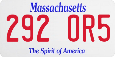 MA license plate 292OR5