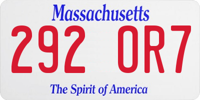 MA license plate 292OR7
