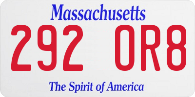 MA license plate 292OR8