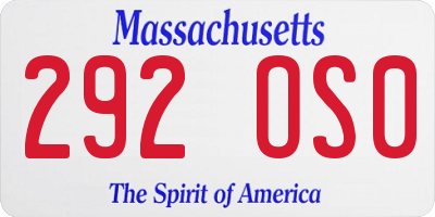 MA license plate 292OS0