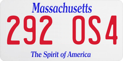 MA license plate 292OS4