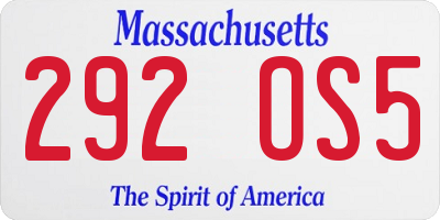 MA license plate 292OS5