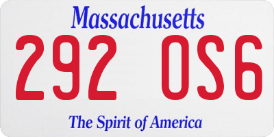 MA license plate 292OS6