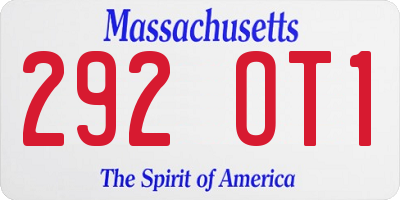 MA license plate 292OT1
