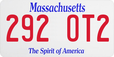 MA license plate 292OT2