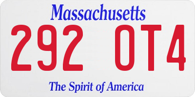 MA license plate 292OT4