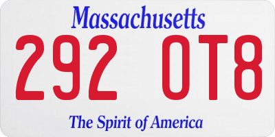 MA license plate 292OT8