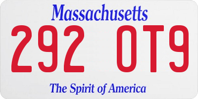 MA license plate 292OT9
