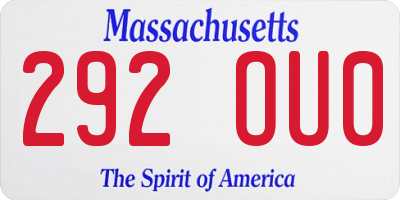 MA license plate 292OU0
