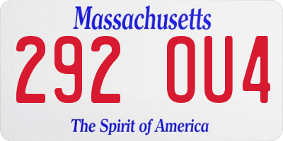MA license plate 292OU4
