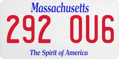 MA license plate 292OU6