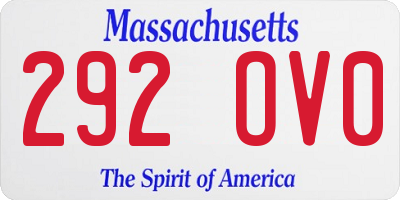 MA license plate 292OV0