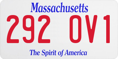 MA license plate 292OV1