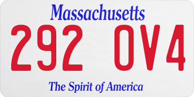 MA license plate 292OV4
