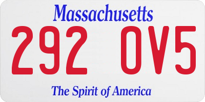 MA license plate 292OV5