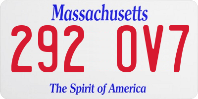 MA license plate 292OV7