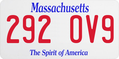 MA license plate 292OV9