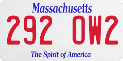 MA license plate 292OW2