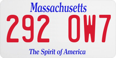 MA license plate 292OW7