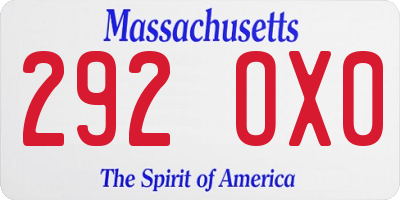 MA license plate 292OX0