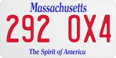 MA license plate 292OX4