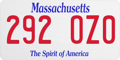 MA license plate 292OZ0
