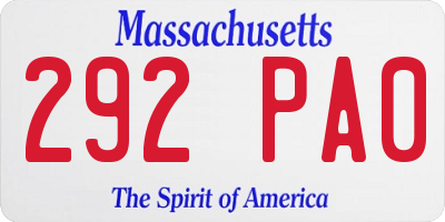 MA license plate 292PA0