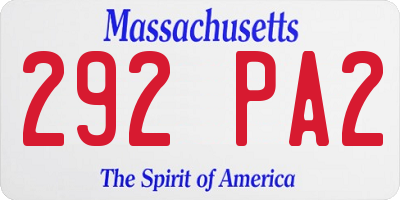 MA license plate 292PA2