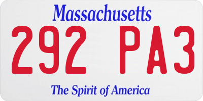 MA license plate 292PA3