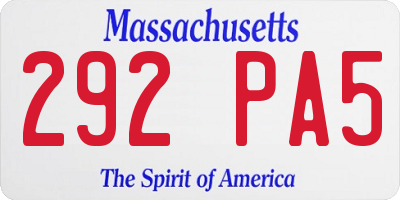 MA license plate 292PA5