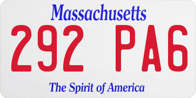 MA license plate 292PA6