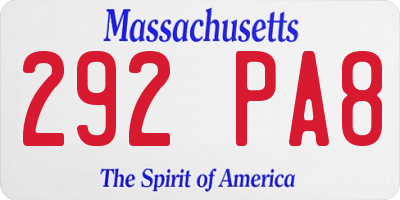 MA license plate 292PA8