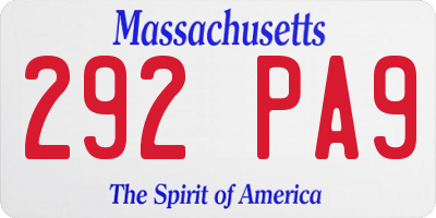 MA license plate 292PA9