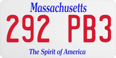 MA license plate 292PB3