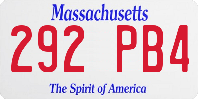 MA license plate 292PB4