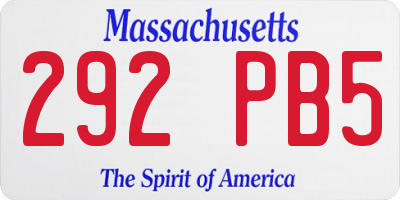 MA license plate 292PB5