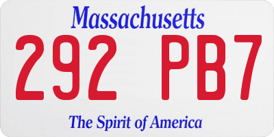 MA license plate 292PB7