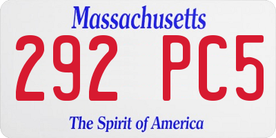 MA license plate 292PC5