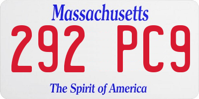 MA license plate 292PC9