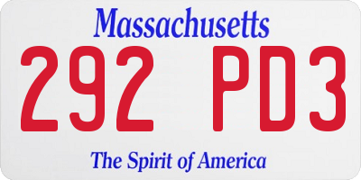 MA license plate 292PD3