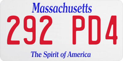 MA license plate 292PD4