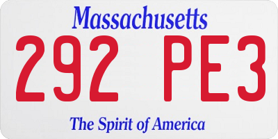MA license plate 292PE3