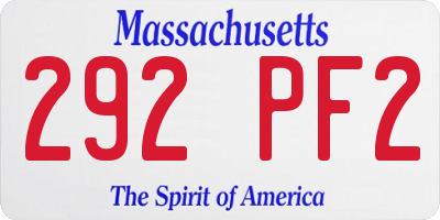 MA license plate 292PF2