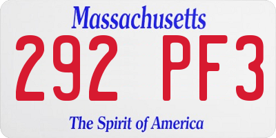 MA license plate 292PF3
