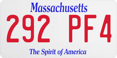 MA license plate 292PF4